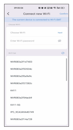Skærmbillede for tilslutning af ny Wi-Fi