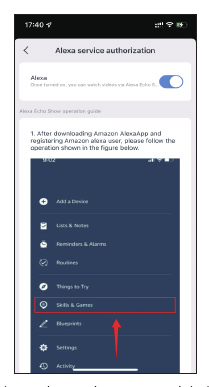 Skærmbillede for Alexa-tjenesteautorisation