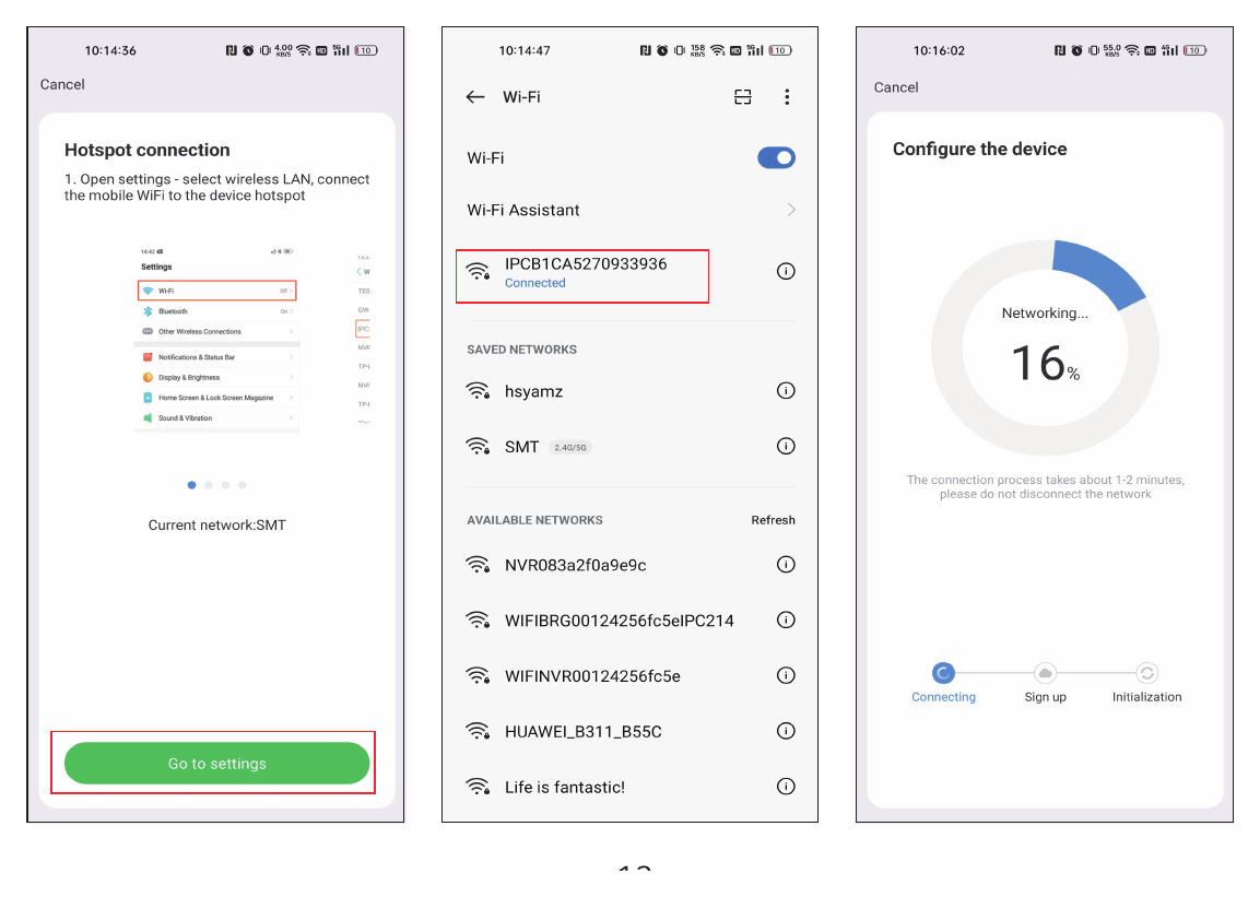 Tilslutning af din telefon til kameraets hotspot i WiFi-indstillingerne