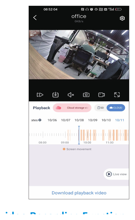 Afspilningstidslinje i EseeCloud-appen
