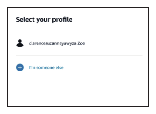 Výběr profilu Amazon v aplikaci Alexa