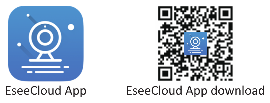 Ikona aplikace EseeCloud a QR kód ke stažení aplikace