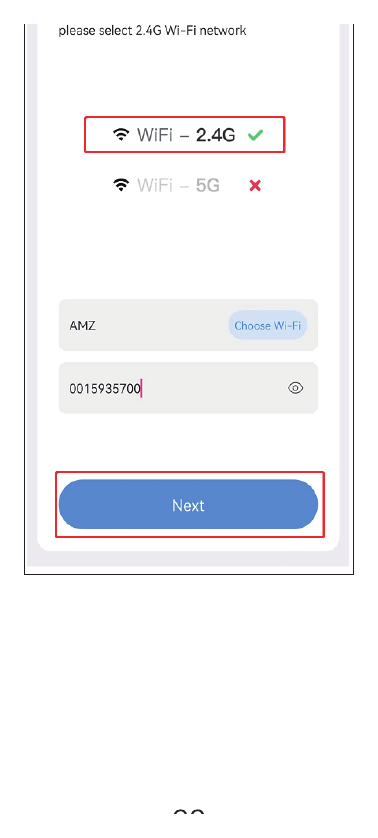 Výběr domácí sítě WiFi 2.4G pro zařízení